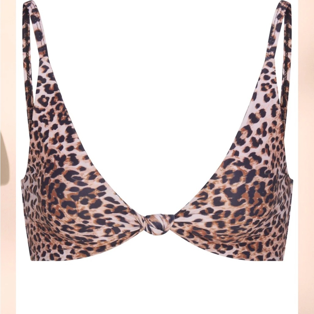 Leopard Print Knot Front Bralette - Animal Print Brown
